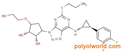 274693-27-5 (1S,2S,3R,5S)-3-[7  -[(1R,2S)-2-(3,4-二氟苯基)环丙基氨基]-5-(丙基硫烷基)-3H-[1,2,3]三唑并[4,5-d]嘧啶-3-基]-  5-(2-羟基乙氧基)环戊烷-1,2-二醇